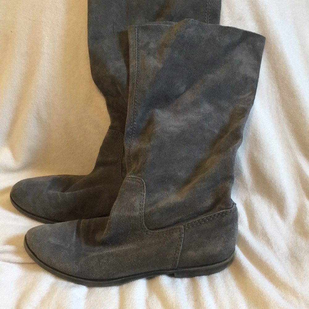 Nine West Gray Leather Cowgirl Boots Size 8.5